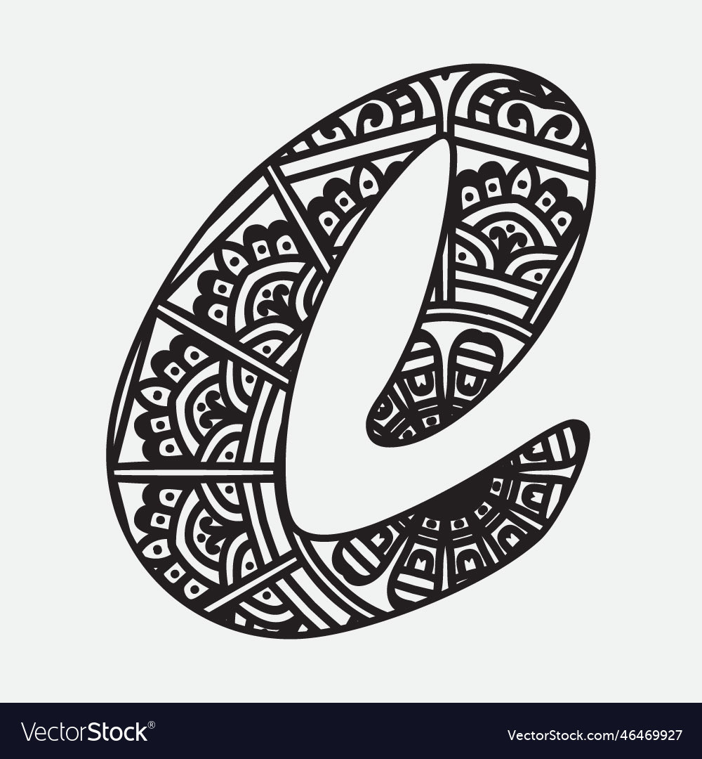 C letter mandala coloring page doodle