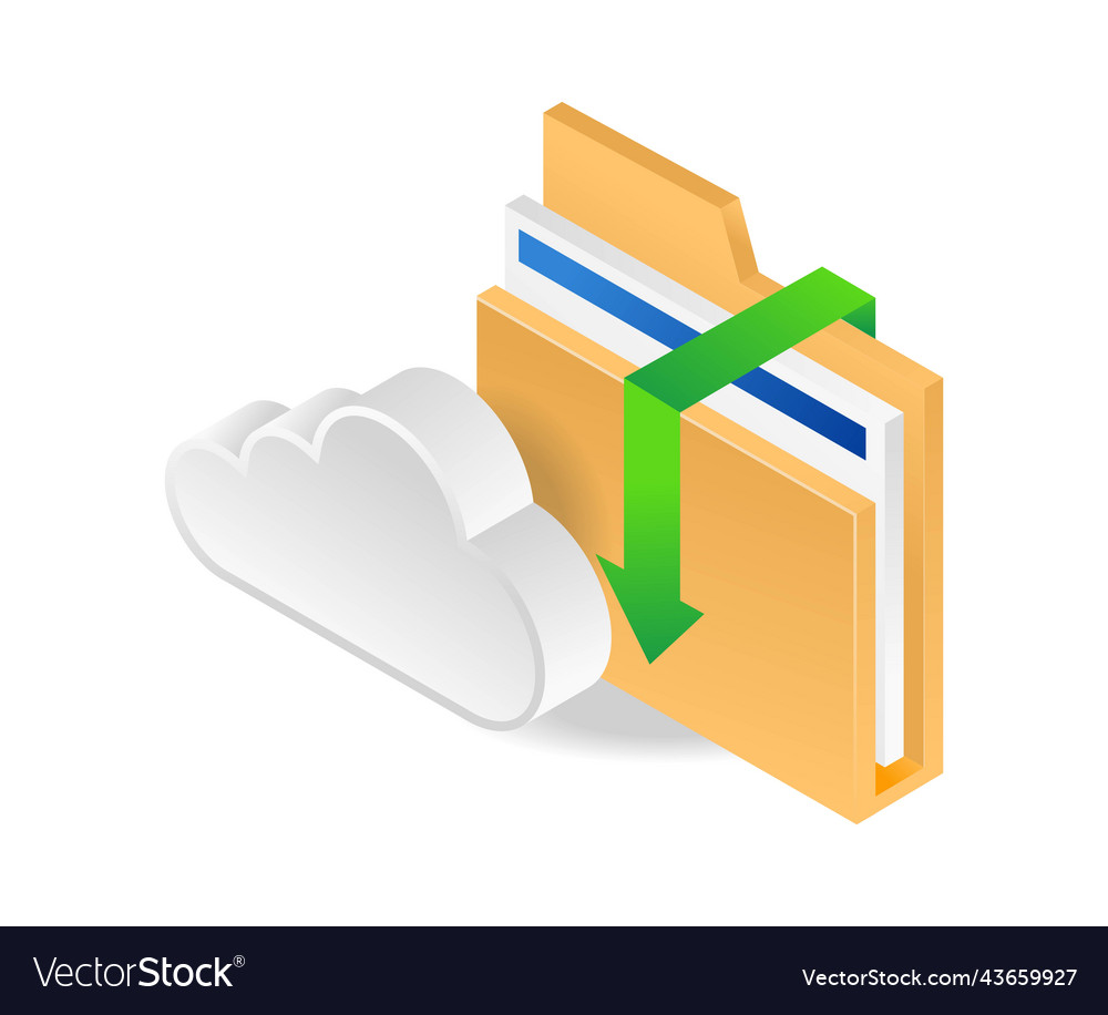 Cloud server login folder data vector image Cloud server login folder data