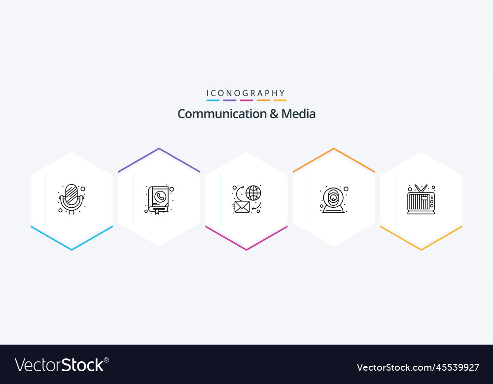 Communication and media 25 line icon pack