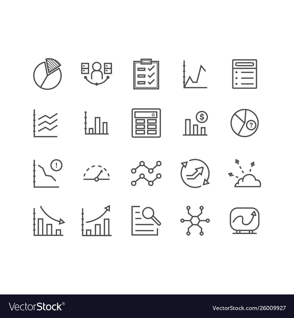 Data analysis related line icons