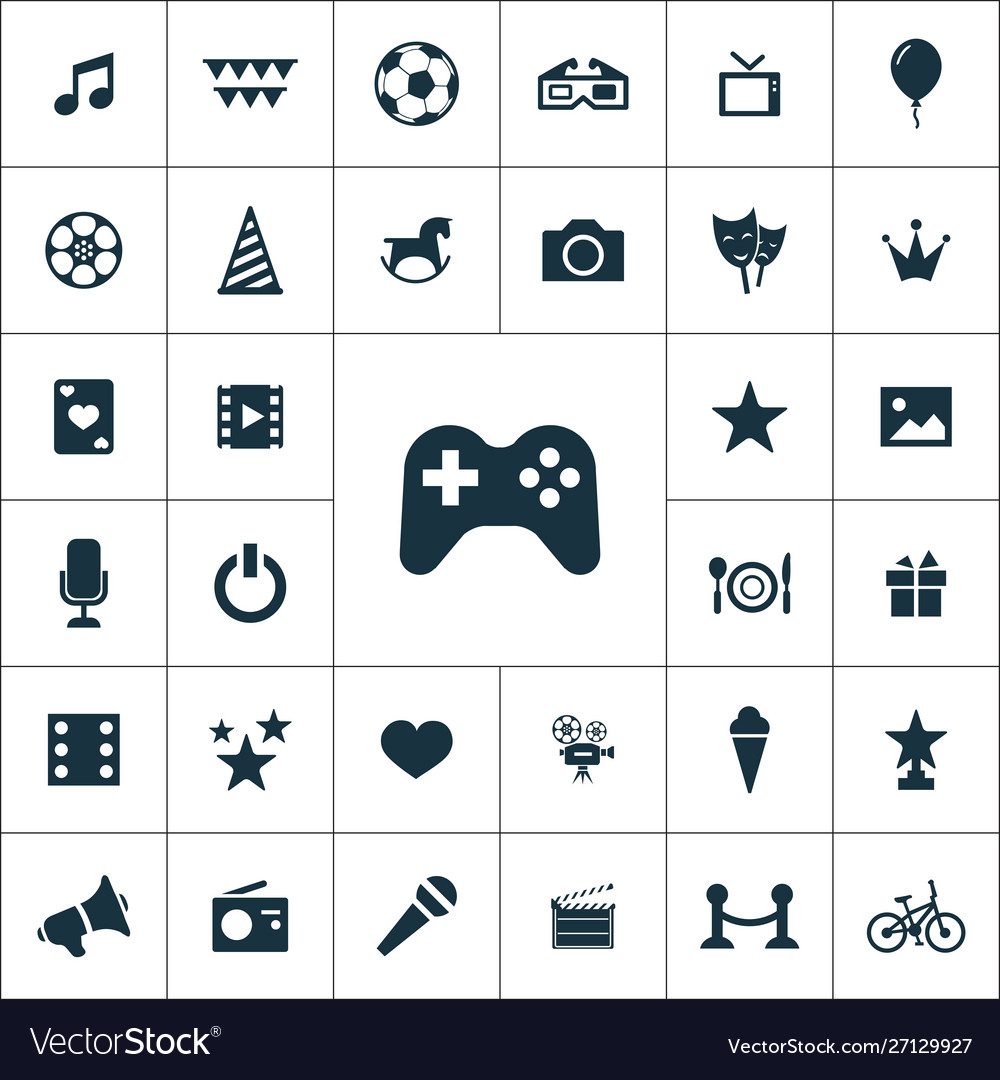 Entertainment icons universal set for web and ui