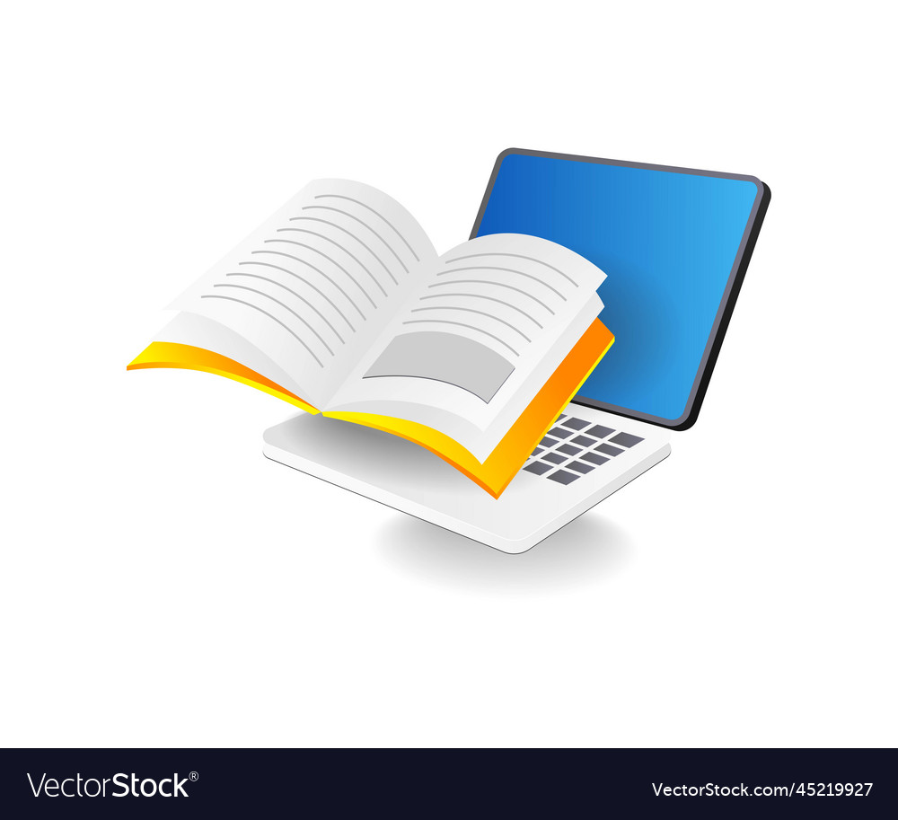 Flat isometric 3d online learning computer concept