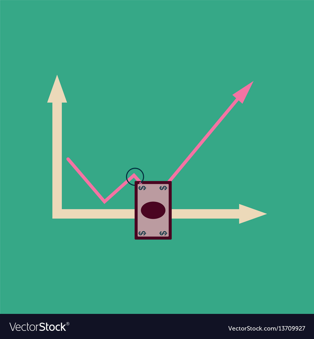 Flat web icon on stylish background money graph