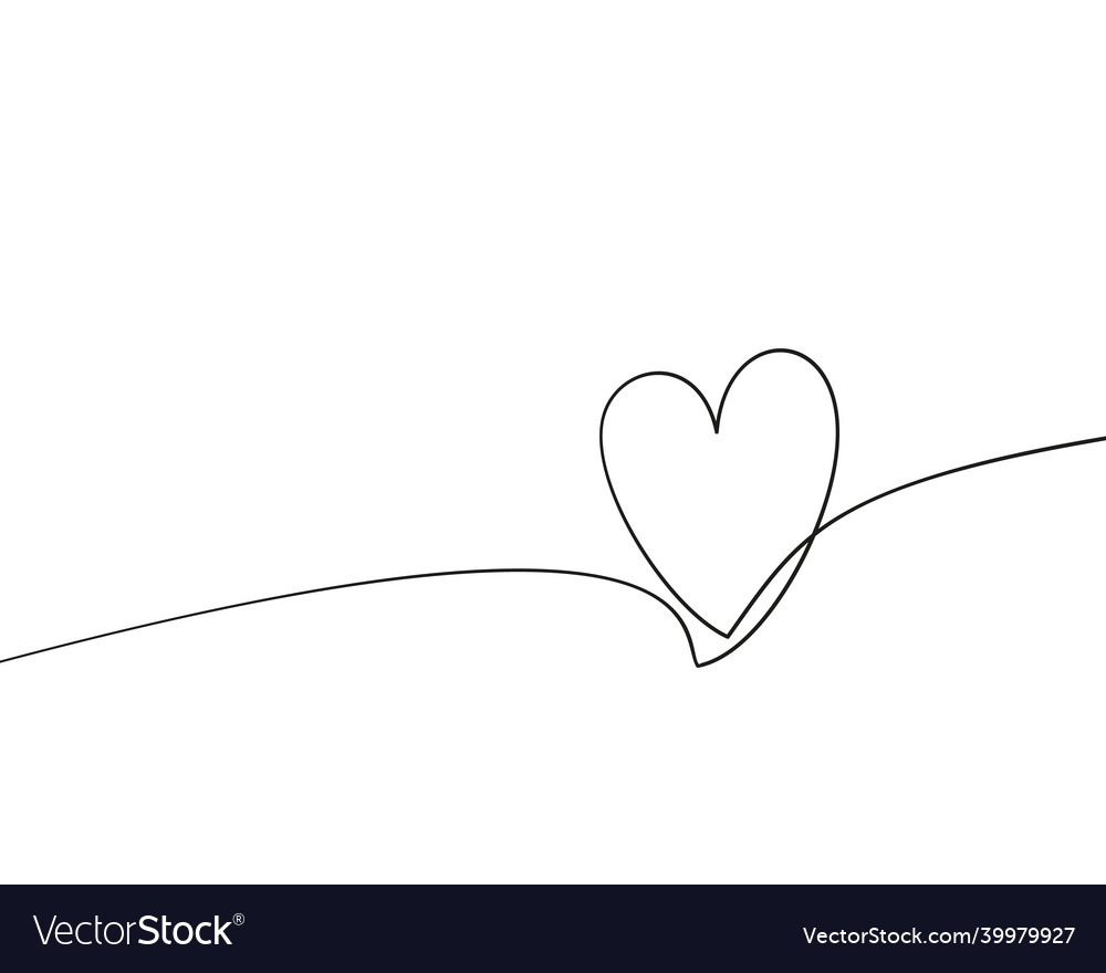 Heart shape continuous one line drawing black Vector Image