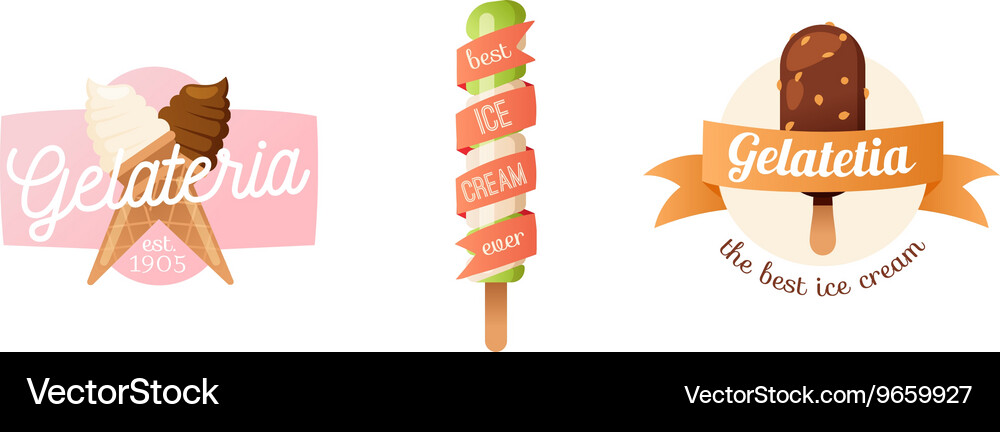 Icecream badge food logo Royalty Free Vector Image