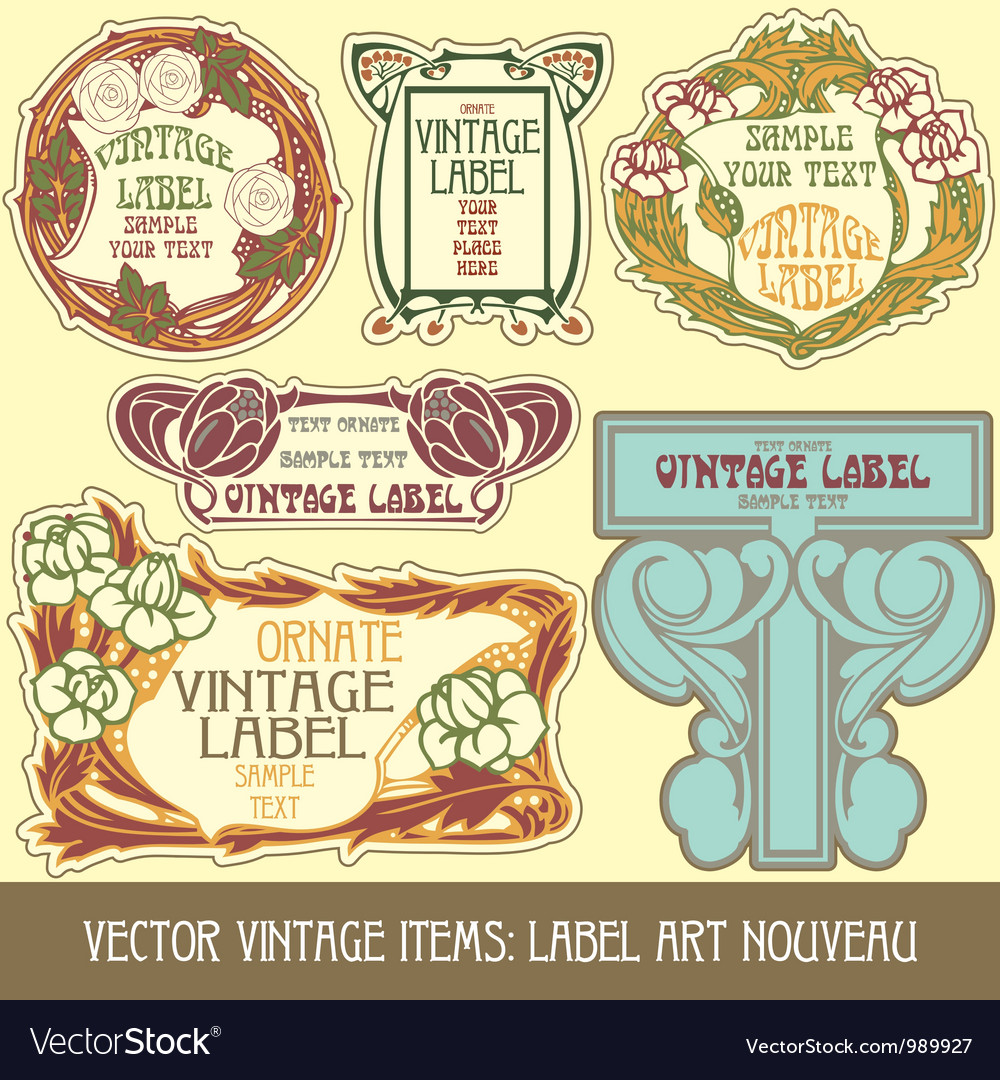 Label art nouveau Royalty Free Vector Image VectorStock