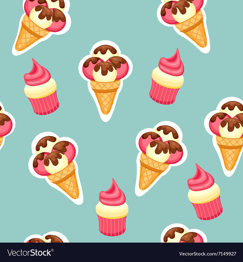 Pattern ice cream and cupcake