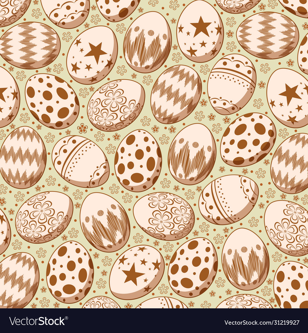 Seamless pattern on brown easter egg background