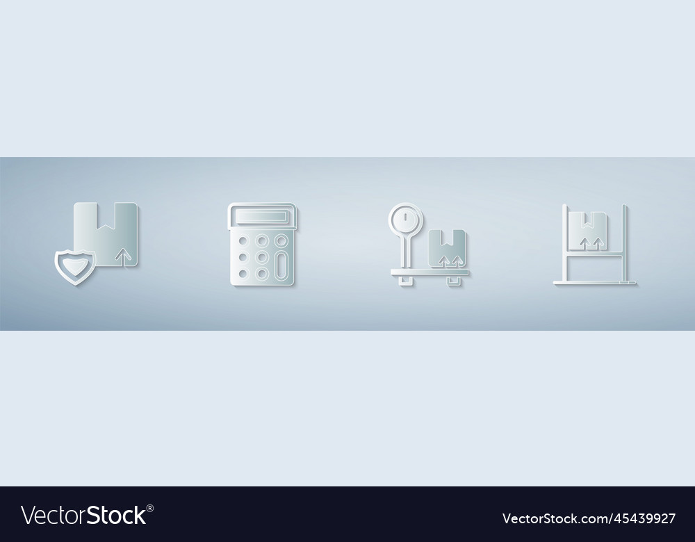 Set delivery security with shield calculator vector image Set delivery security with shield calculator