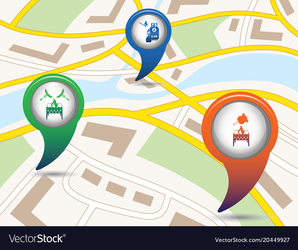 Set of tourism service map pointers