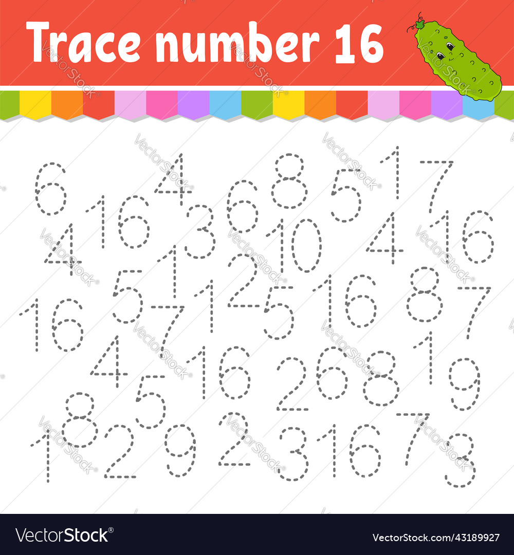 Trace number handwriting practice learning vector image Trace number handwriting practice learning