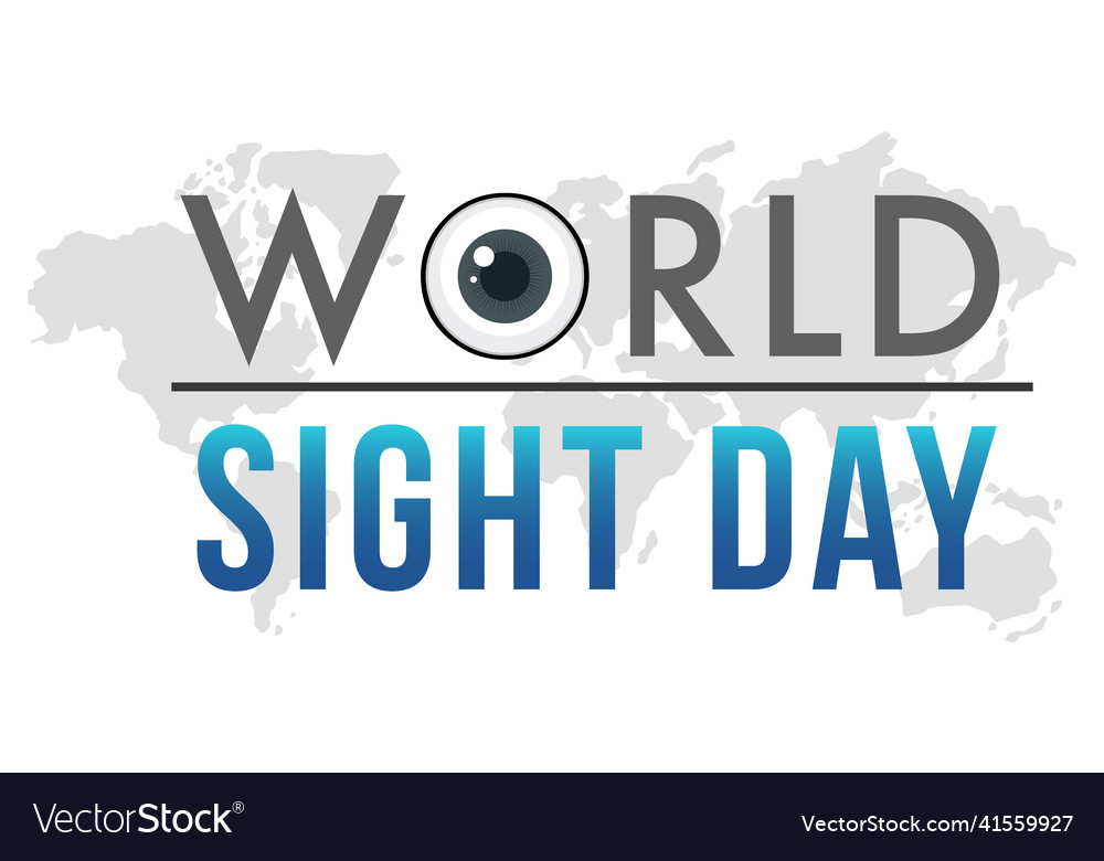 World sight day word logo on silhouette map