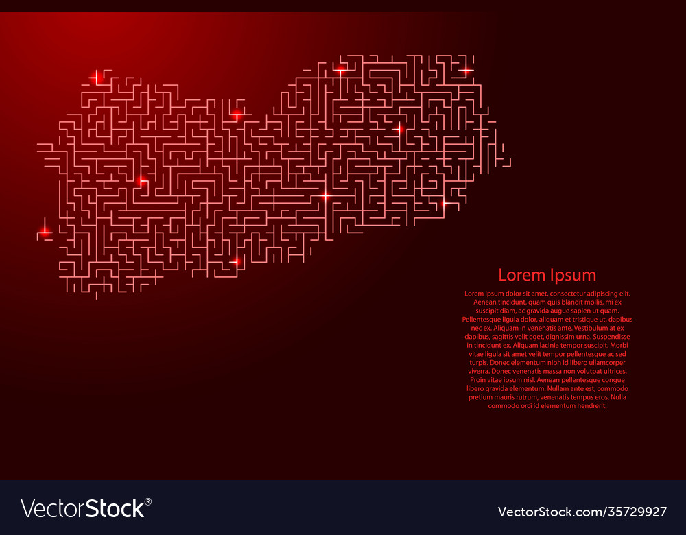 Yemen map from red pattern maze grid