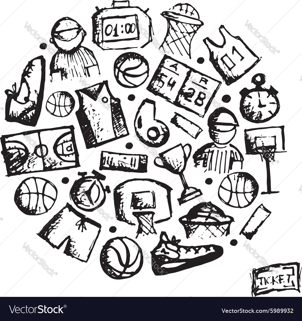 Basketball icons set sketch for your design Vector Image