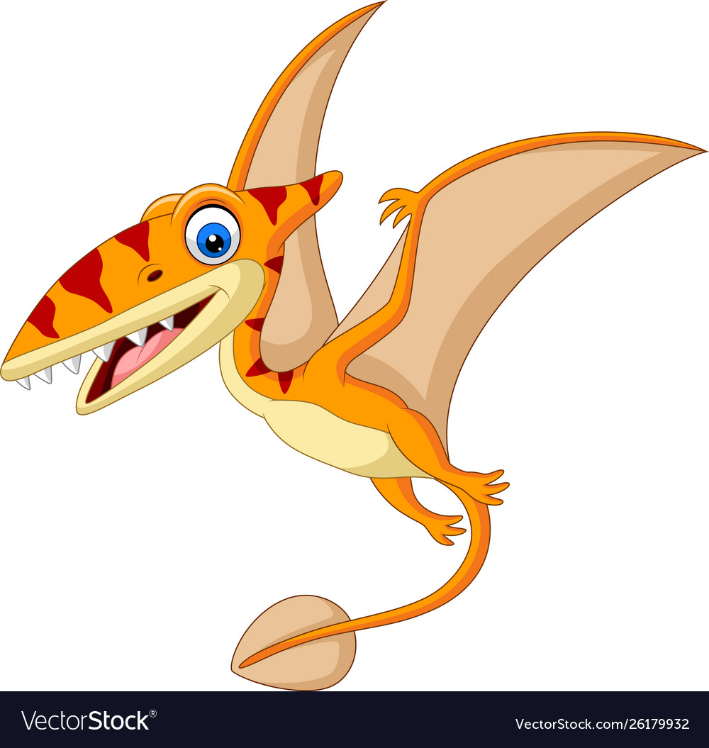 Cartoon Pterosaurus Isolated On White Background Vector Image