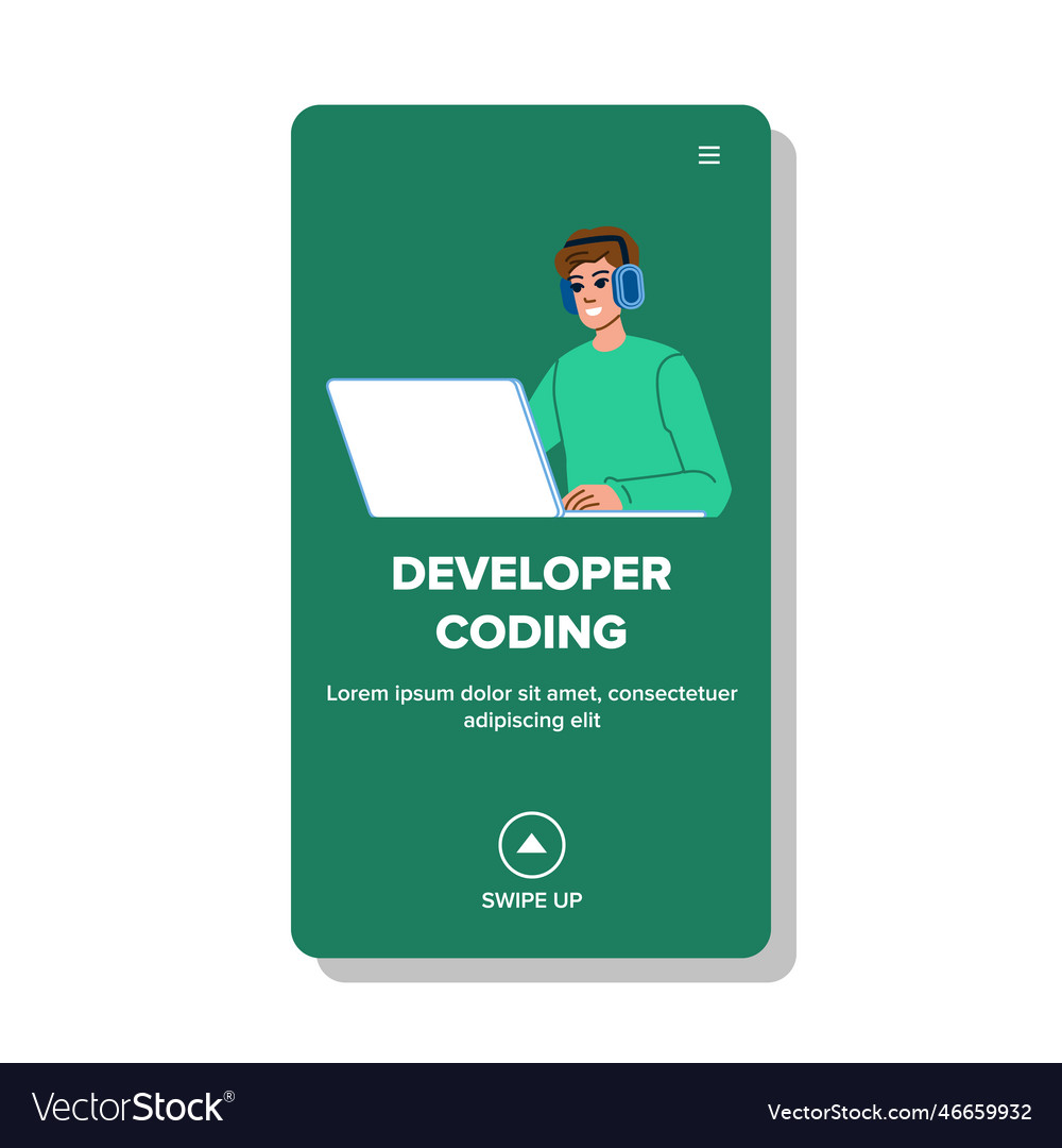 Developer coding man vector image Developer coding man