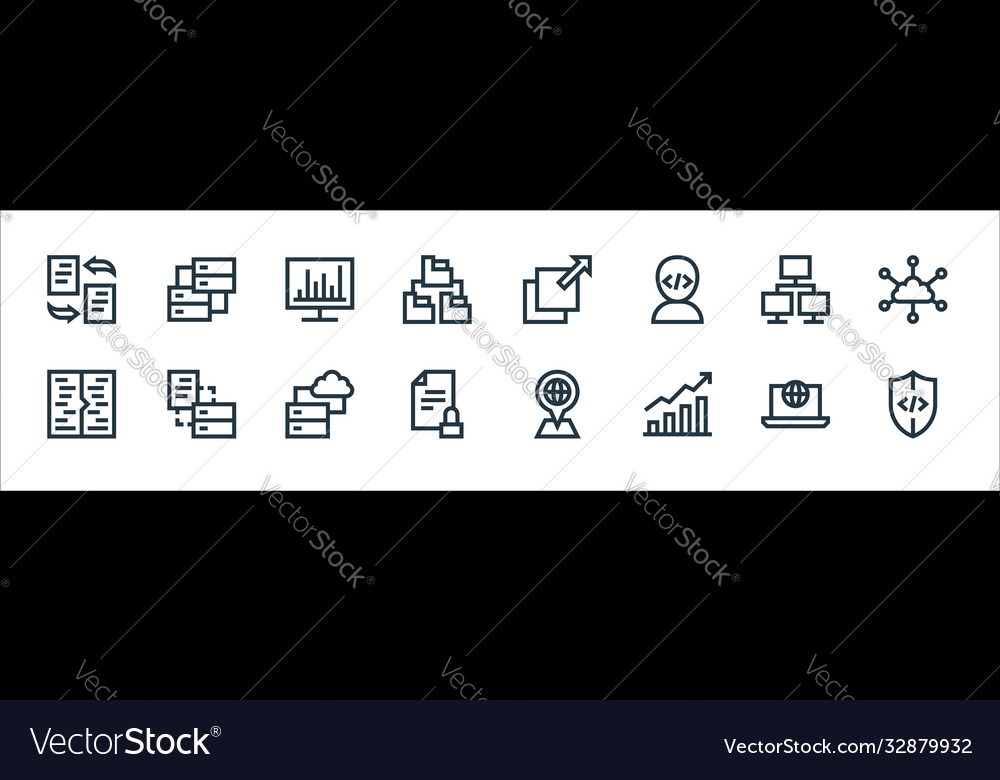 Development line icons linear set quality vector image Development line icons linear set quality