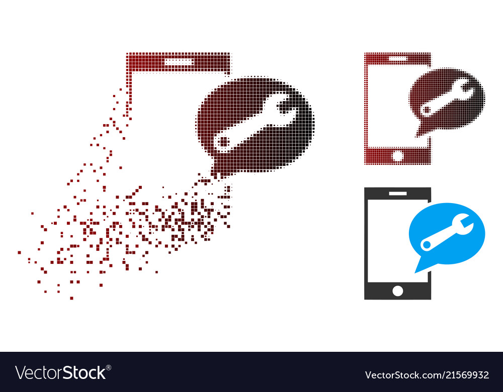 Disintegrating pixelated halftone service sms icon vector image Disintegrating pixelated halftone service sms icon