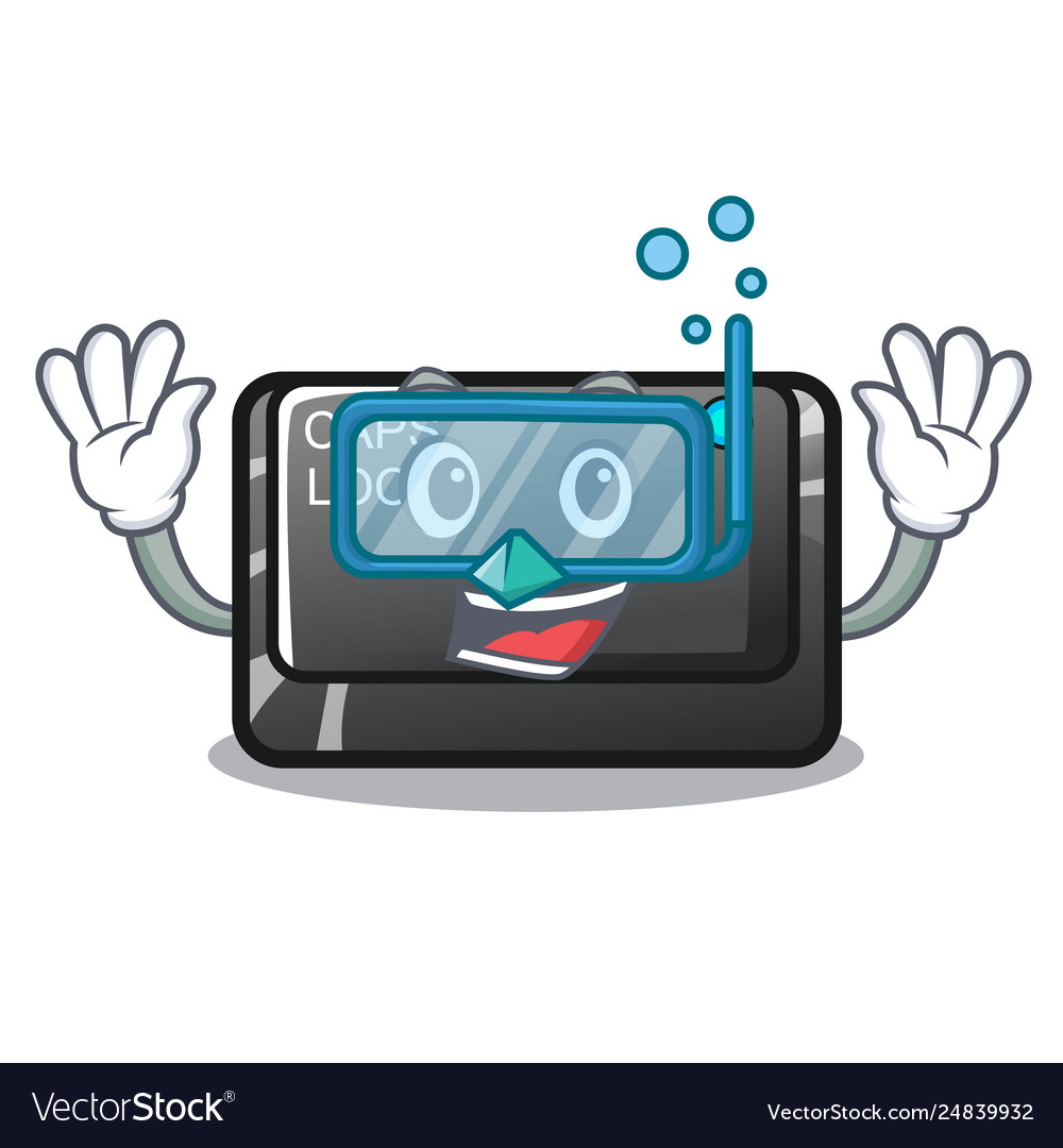 Diving capslock button in shape character Vector Image Diving capslock button in shape character