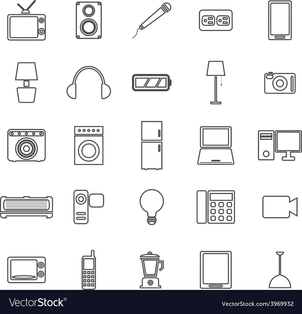 Electrical machine line icons on white background Vector Image
