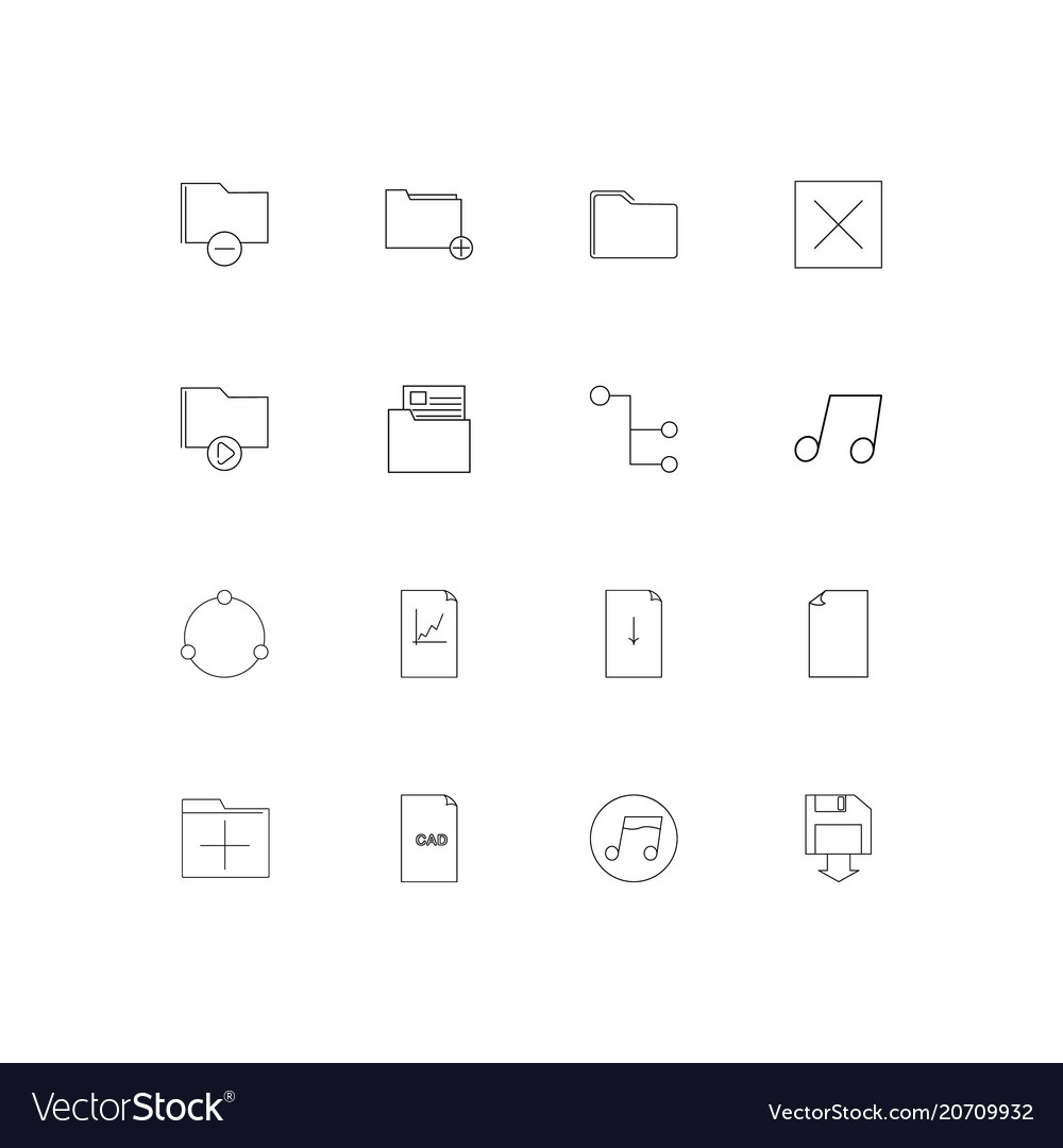 Dateien und Ordner unterschreiben einfache lineare Symbole Set