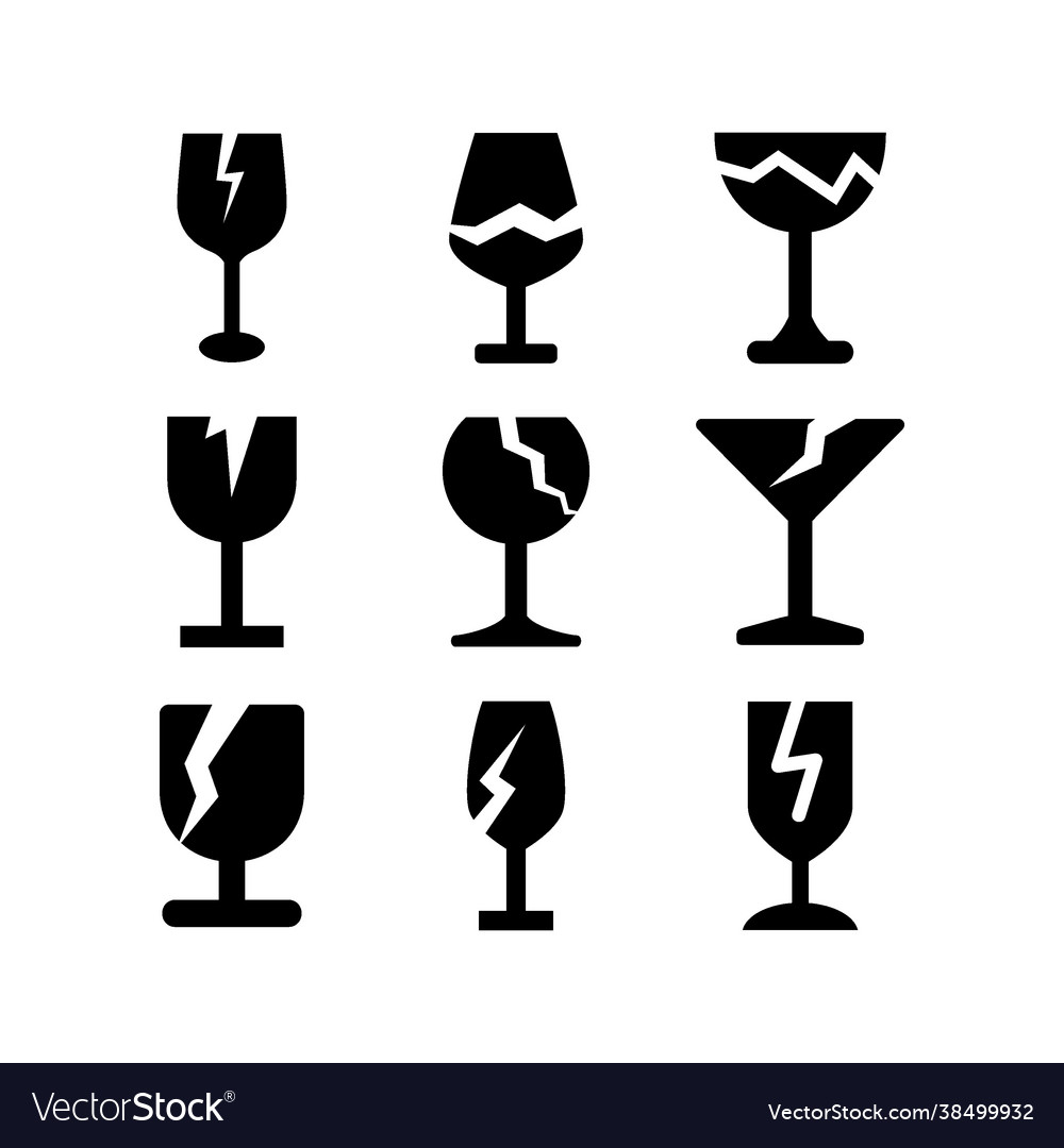 Fragile icon set vector image Fragile icon set