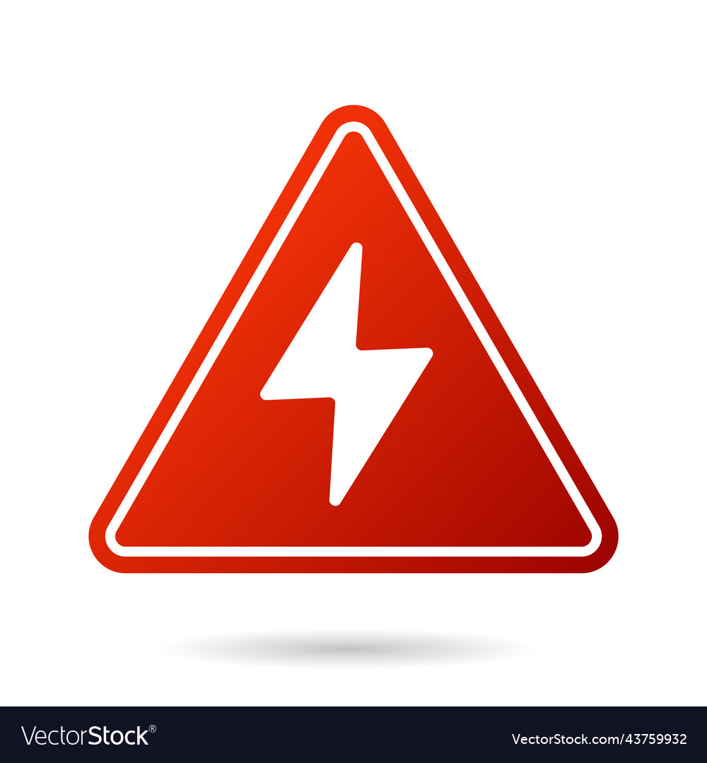 High voltage icon bolt warning triangular red vector image High voltage icon bolt warning triangular red