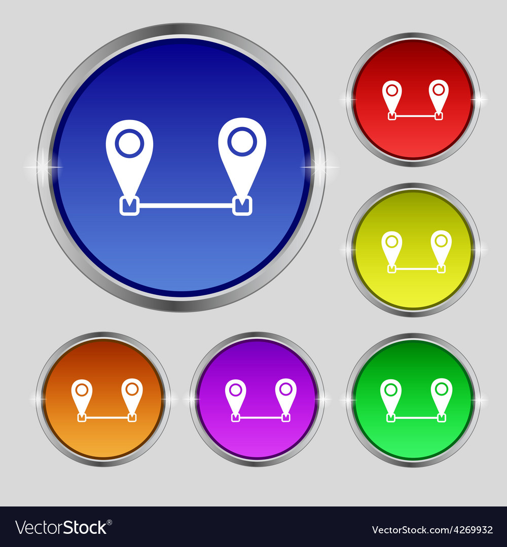 Map pointer icon sign round symbol on bright
