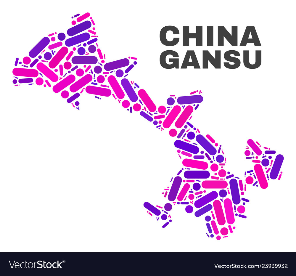 Mosaic gansu Provinzkarte von Punkten und Linien