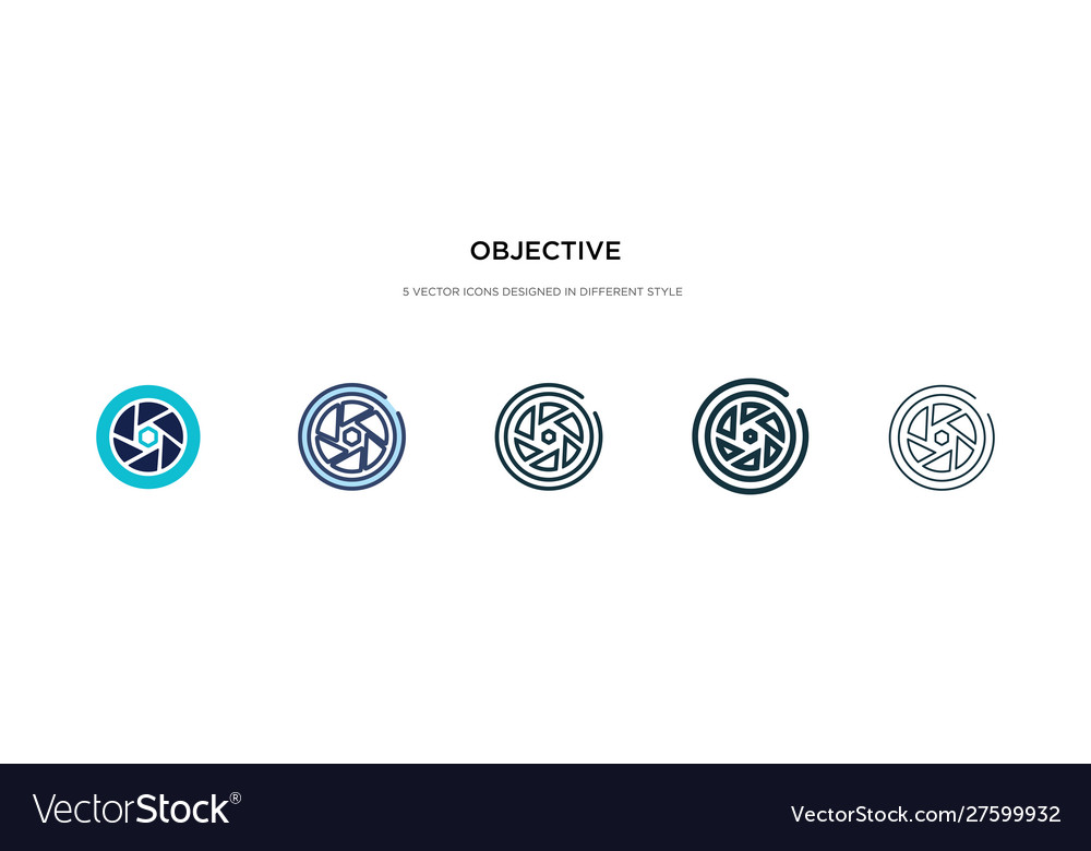 Objective icon in different style two colored vector image Objective icon in different style two colored