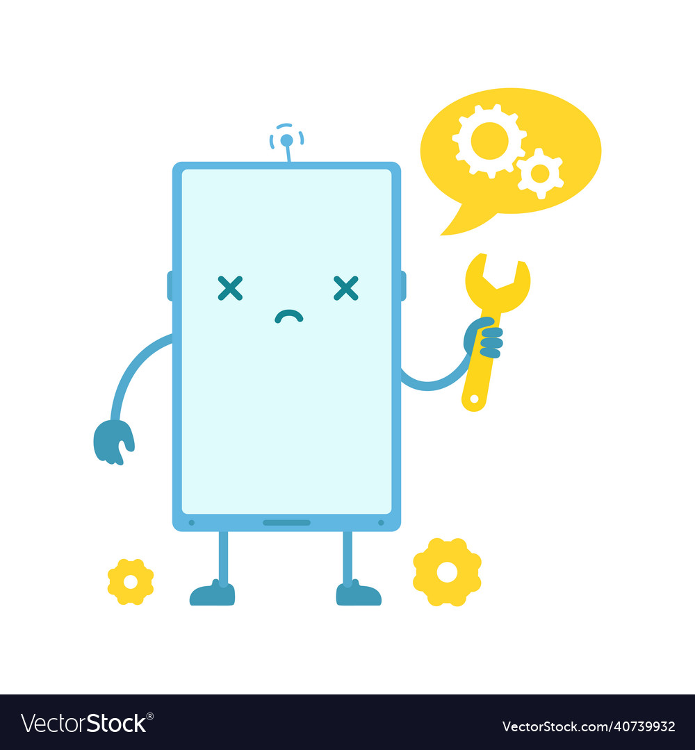 Phone character repair service failure error Vector Image