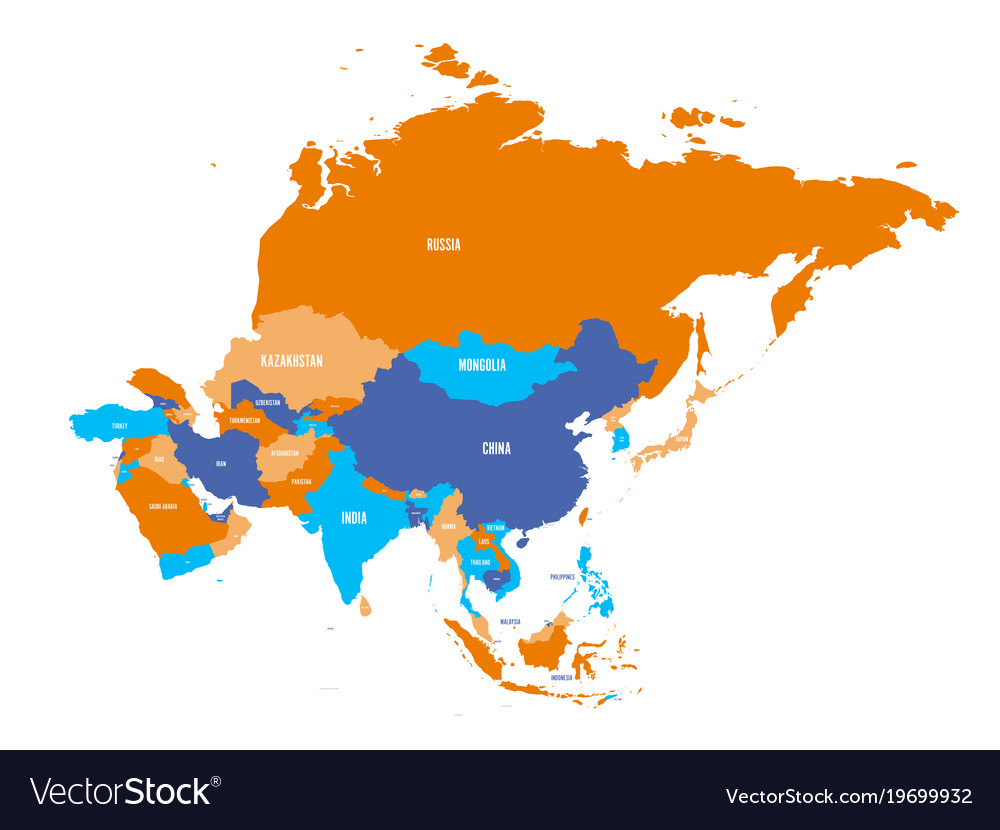 Political Map Asia Continent Vector 19699932 