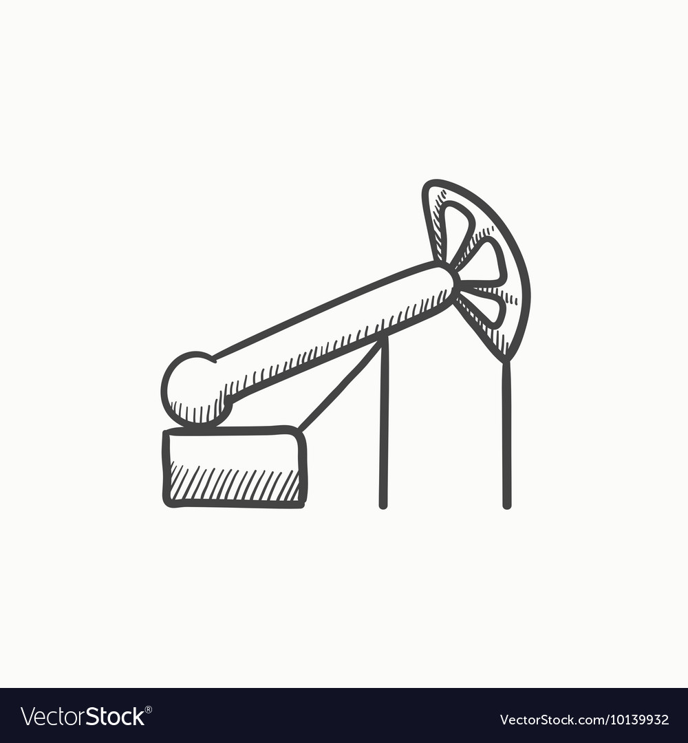 Pump jack oil crane sketch icon