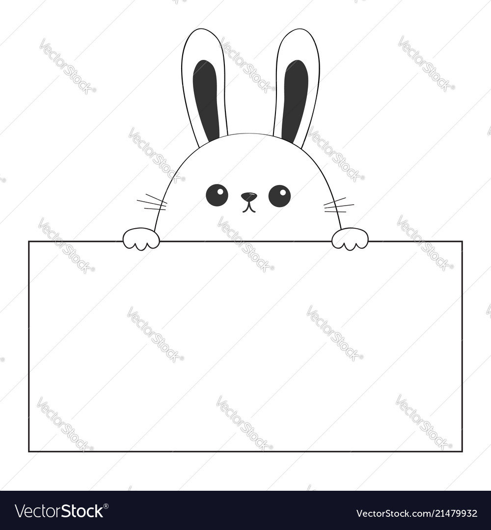 Rabbit happy face head icon hanging on paper