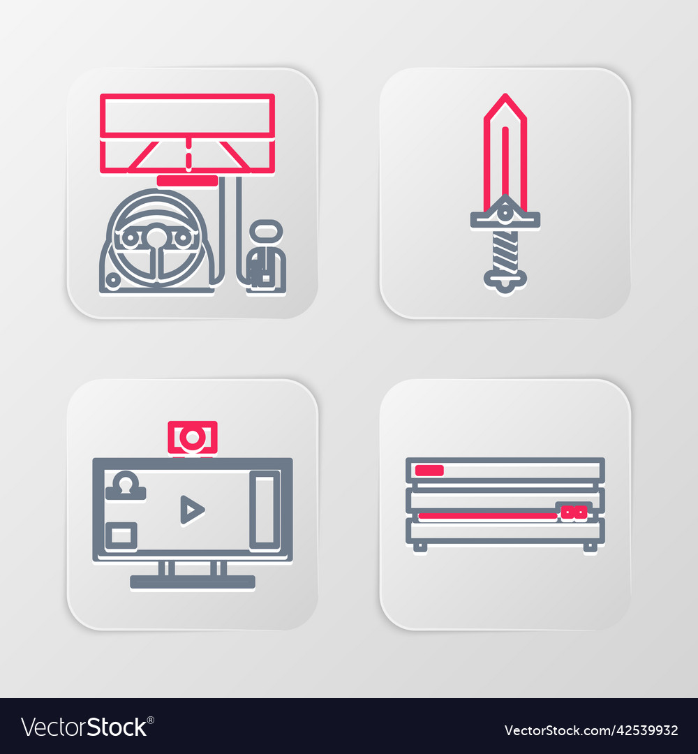 Set line video game console live streaming online vector image Set line video game console live streaming online
