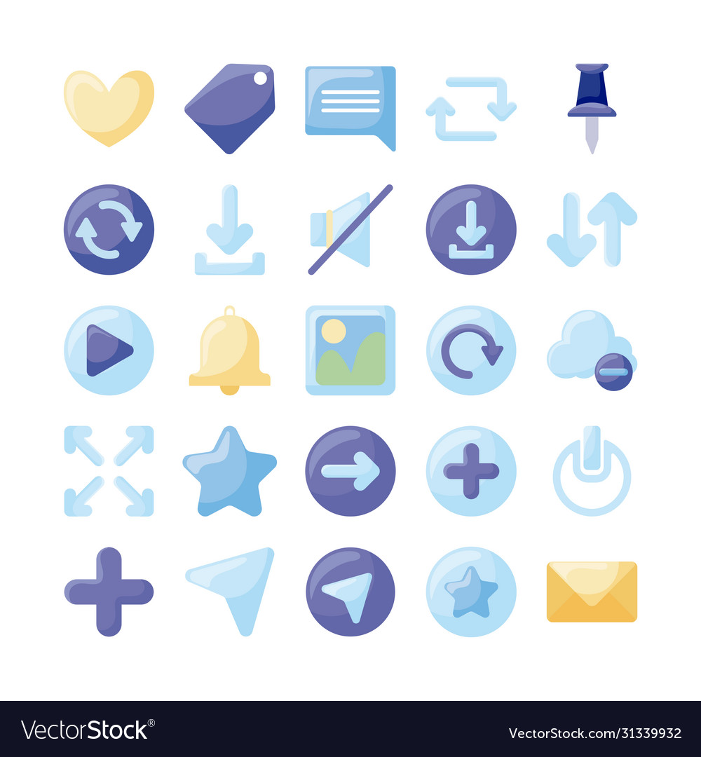 Social media and web flat style icon set