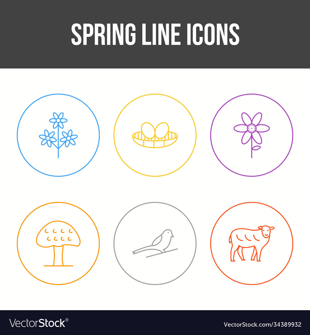 Spring line icon set