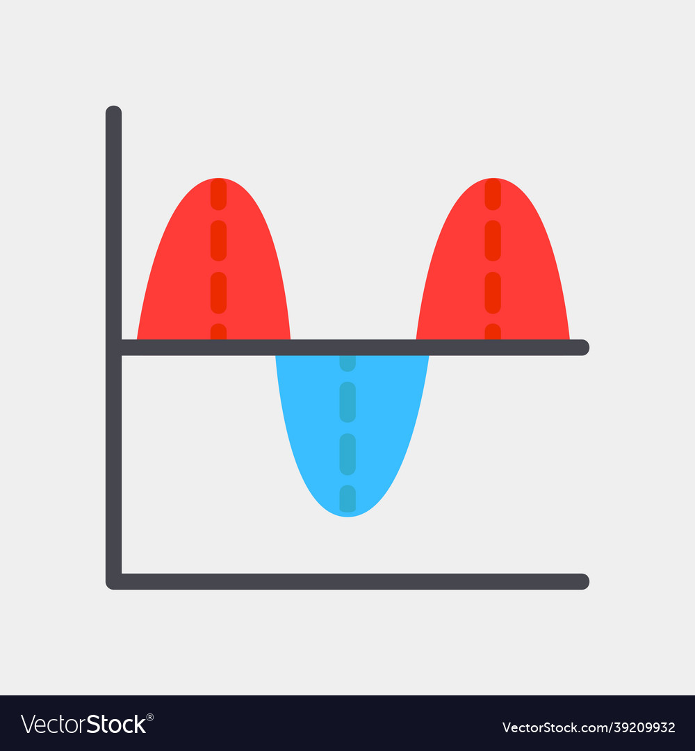 Wave chart icon in flat style for any projects Vector Image Wave chart icon in flat style for any projects