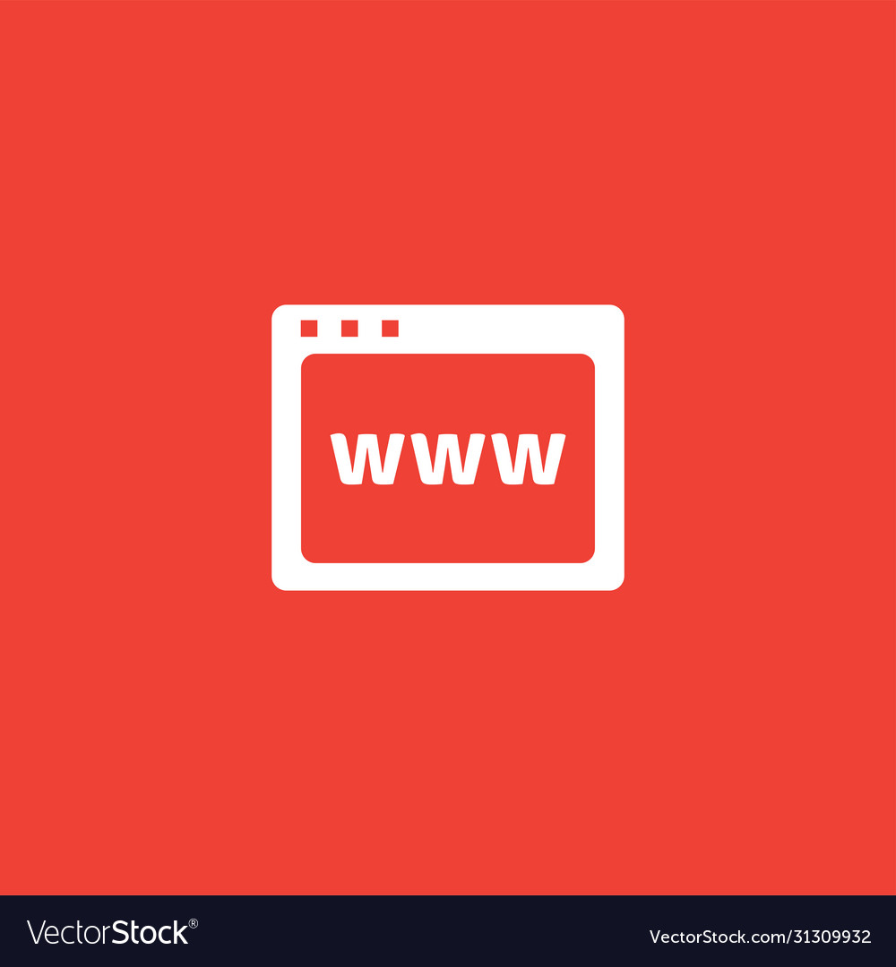 Web page icon on red background flat style vector image Web page icon on red background flat style