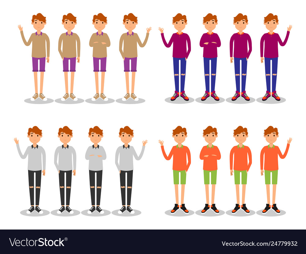 Junge Männer Mode moderne Wohnung Avatar vector image Junge Männer Mode moderne Wohnung Avatar