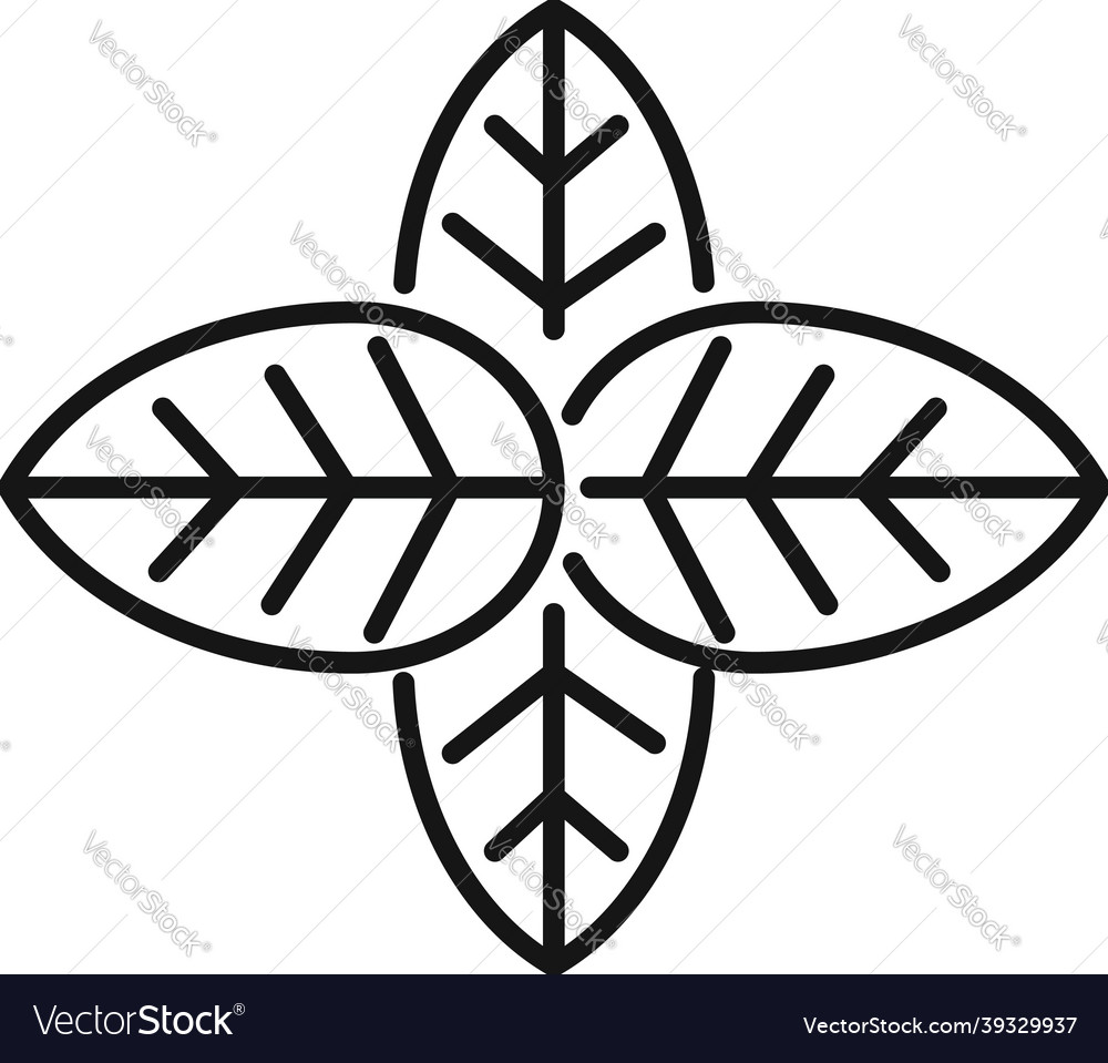 Basil spice leaf icon outline herb plant Vector Image