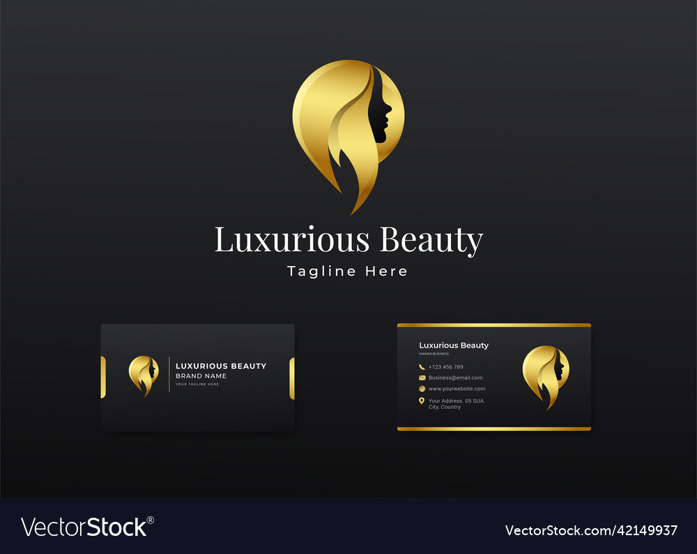 Beauty women hair logo and business card