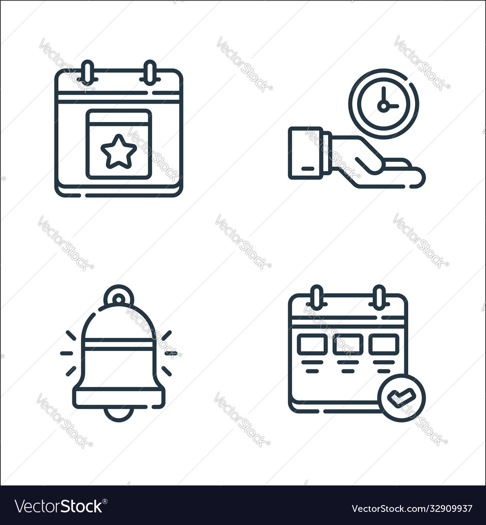 Calendar and date line icons linear set quality