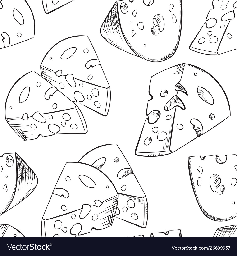 Cheese slices seamless pattern in cartoon style Vector Image Cheese slices seamless pattern in cartoon style Vector Image