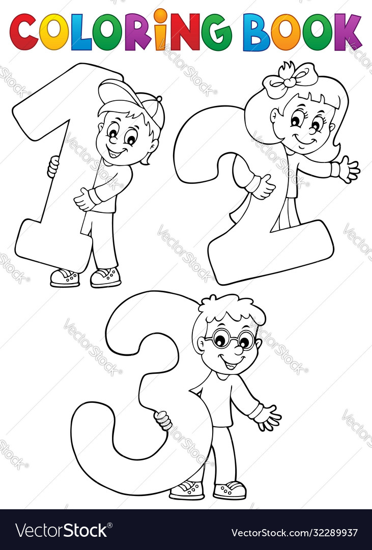 Coloring book children with numbers vector image Coloring book children with numbers