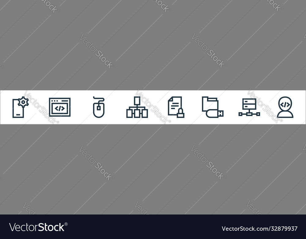 Development line icons linear set quality
