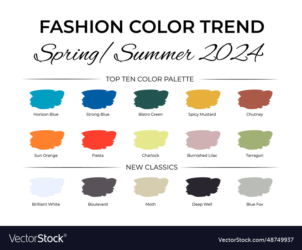 Fashion color trend spring summer 2024 trendy Vector Image