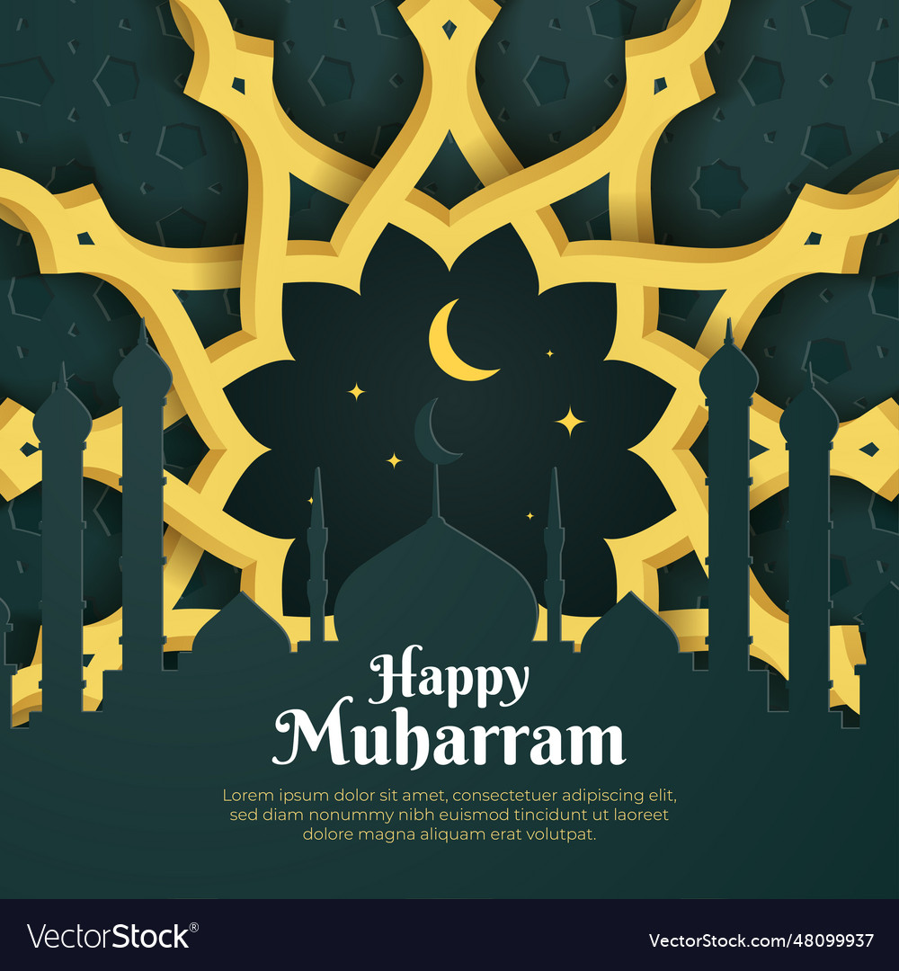 Happy muharram greeting card social media