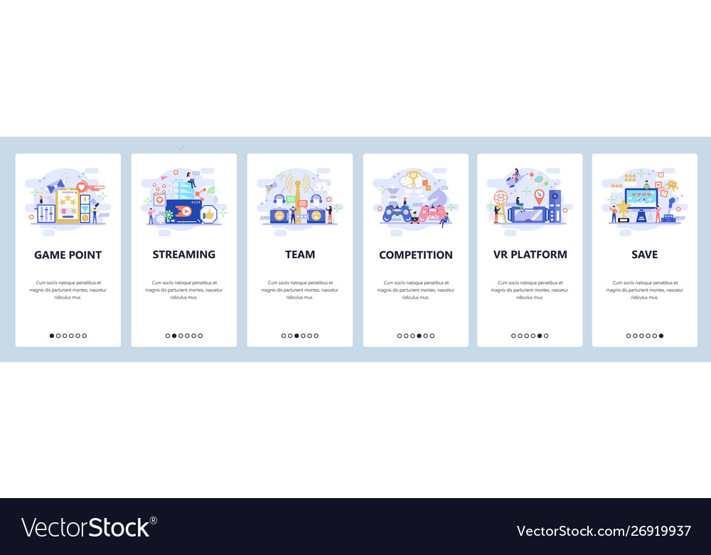 Mobile app onboarding screens compute games