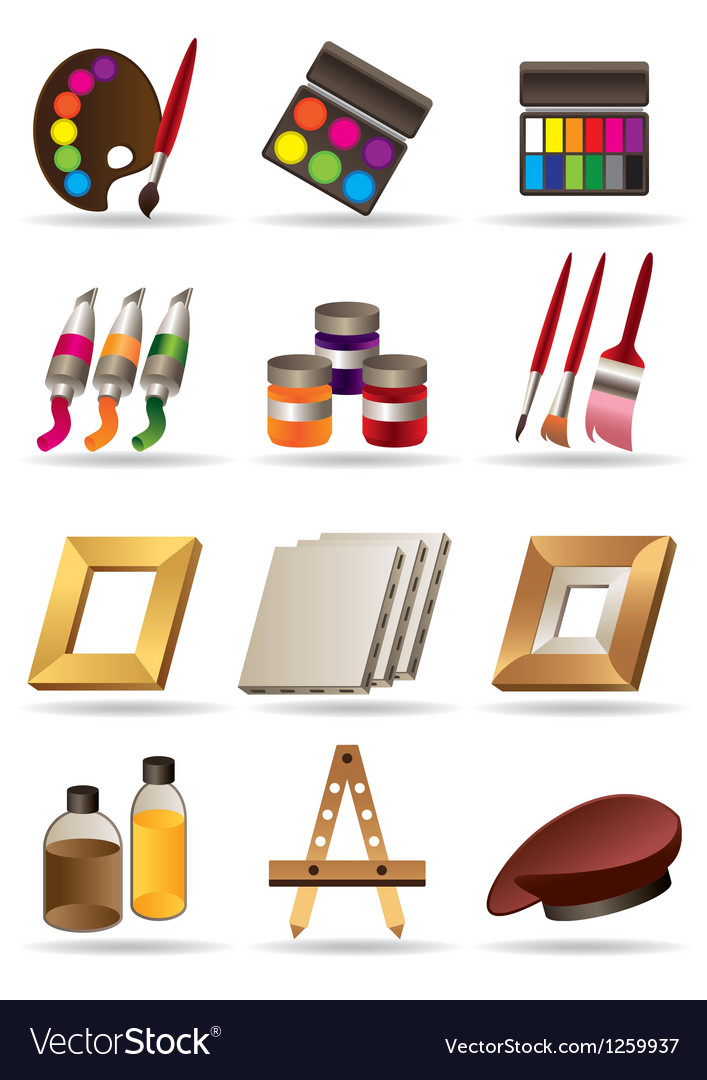 painting-materials-and-tools-for-artists-vector-image